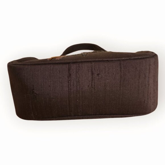 Vintage Talbots Brown Silk Floral Handbag - Picture 4 of 7